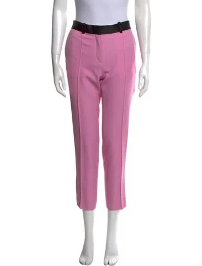 Pre-owned Celine Wool Straight Leg Pants In Pink