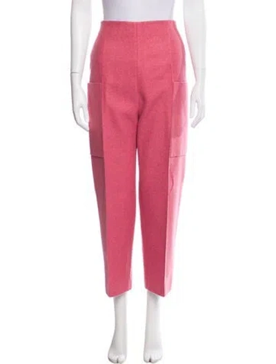 Pre-owned Celine Wool Straight Leg Pants In Pink