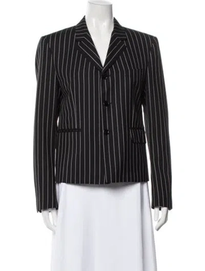 Pre-owned Celine Wool Striped Blazer In Black