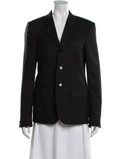 Pre-owned Celine Wool Striped Blazer In Black