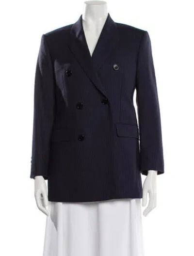 Pre-owned Celine Wool Striped Blazer In Blue