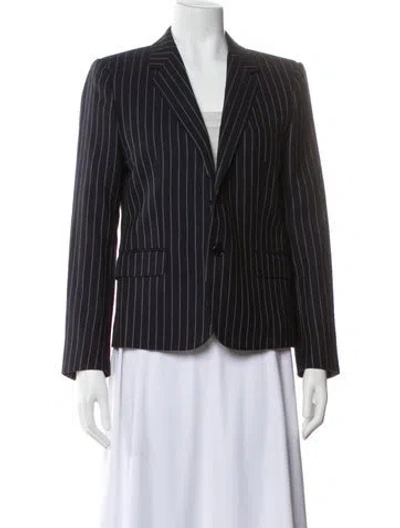 Pre-owned Celine Wool Striped Blazer In Blue