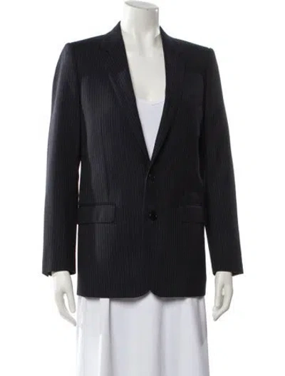 Pre-owned Celine Wool Striped Blazer In Blue