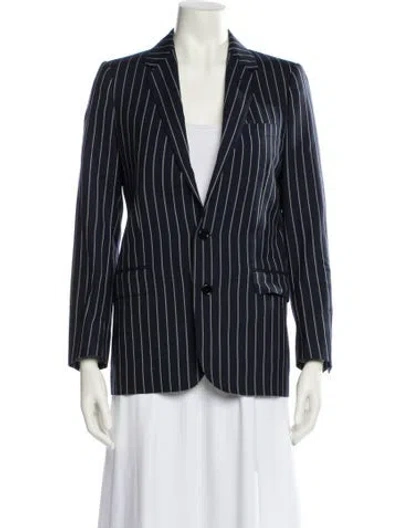 Pre-owned Celine Wool Striped Blazer In Blue