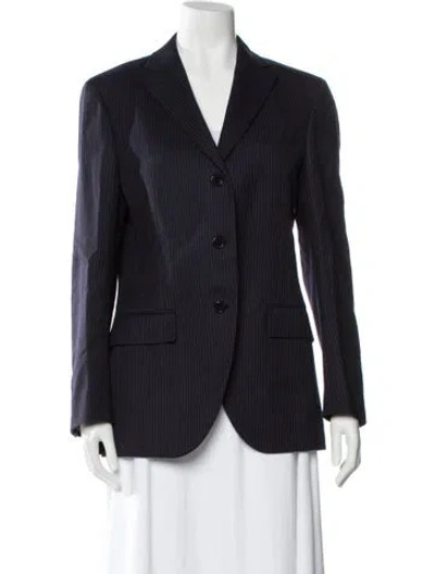 Pre-owned Celine Wool Striped Blazer In Blue