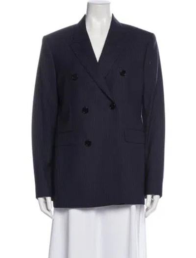 Pre-owned Celine Wool Striped Blazer In Blue