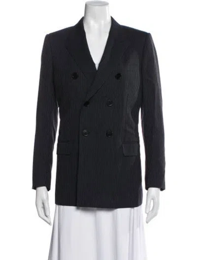 Pre-owned Celine Wool Striped Blazer In Blue