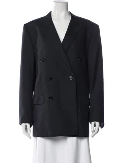 Pre-owned Celine Wool Striped Blazer In Blue