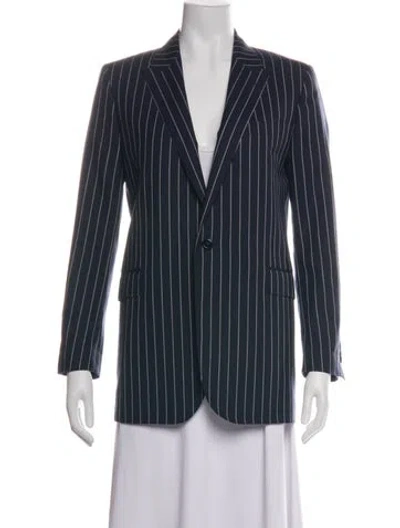 Pre-owned Celine Wool Striped Blazer In Blue