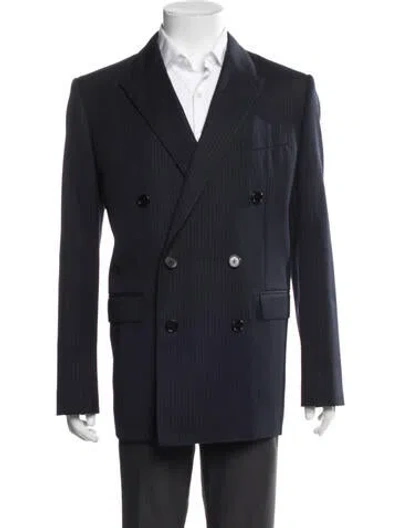 Pre-owned Celine Wool Striped Blazer In Blue