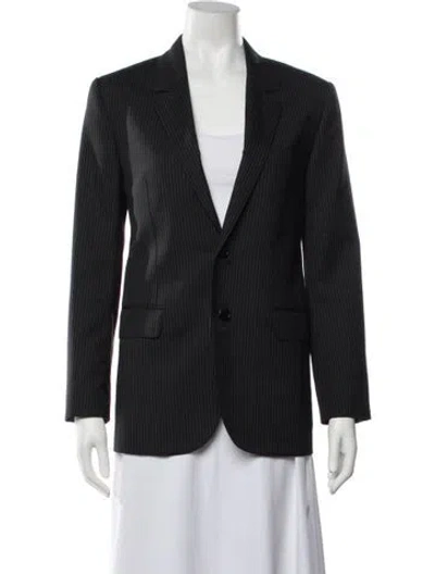 Pre-owned Celine Wool Striped Blazer In Blue