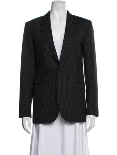 Pre-owned Celine Wool Striped Blazer In Blue