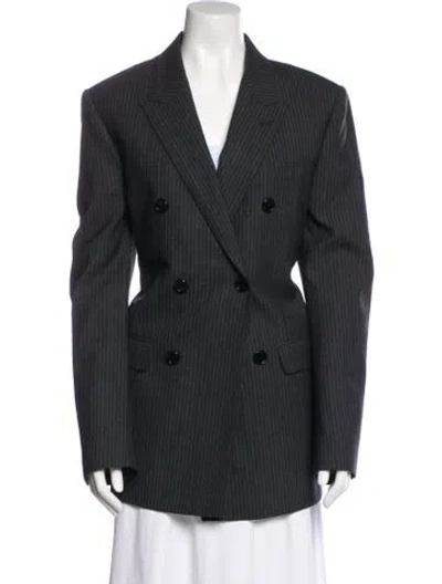 Pre-owned Celine Wool Striped Blazer In Gray