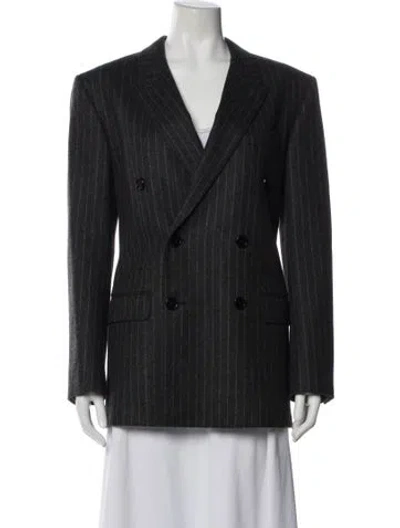 Pre-owned Celine Wool Striped Blazer In Gray