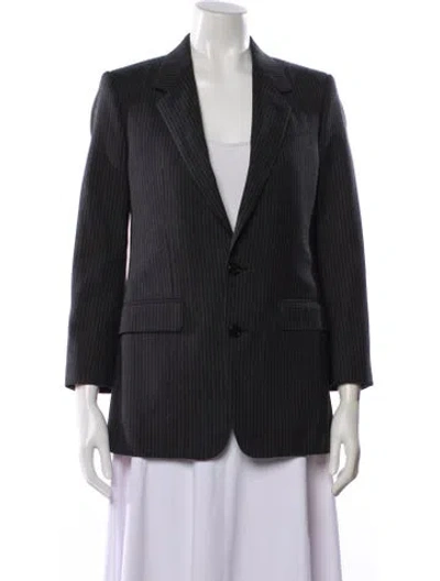 Pre-owned Celine Wool Striped Blazer In Gray