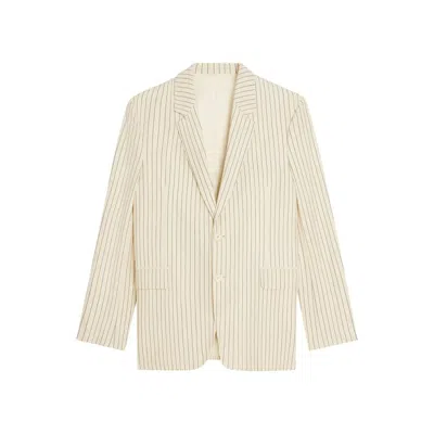Celine Slim-fit Pinstriped Wool-twill Blazer In Animal Print