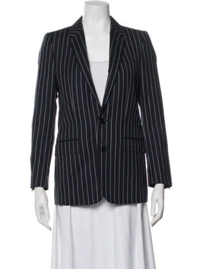 Pre-owned Celine Wool Striped Blazer W/ Tags In Blue