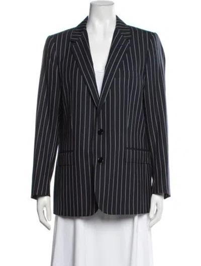 Pre-owned Celine Wool Striped Blazer W/ Tags In Blue