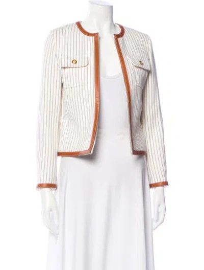 Pre-owned Celine Wool Striped Blazer W/ Tags In White