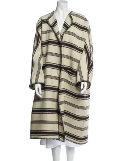 Pre-owned Celine Wool Striped Coat In Neutral