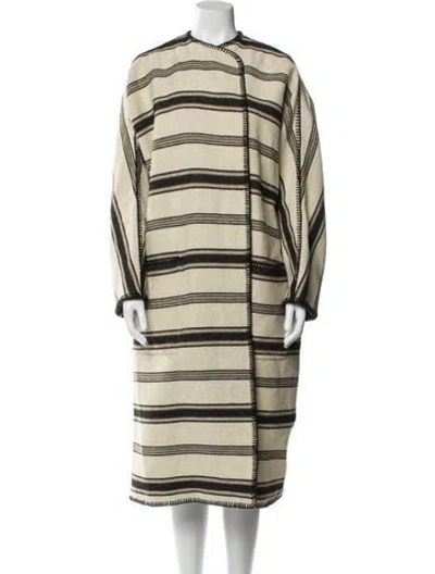 Pre-owned Celine Wool Striped Coat In Neutral