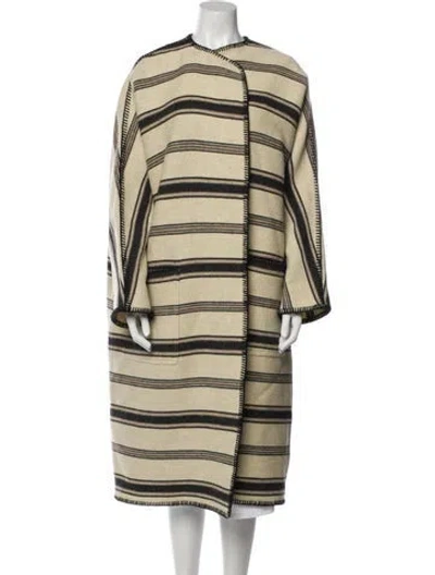 Pre-owned Celine Wool Striped Coat In Neutral
