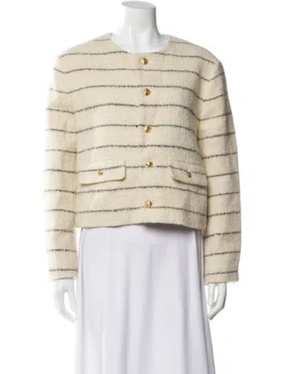 Pre-owned Celine Wool Striped Evening Jacket In Neutral