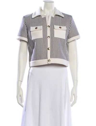 Pre-owned Celine Wool Striped Evening Jacket In White