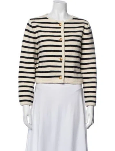 Pre-owned Celine Wool Striped Jacket In Neutral