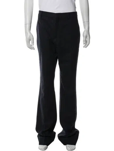 Pre-owned Celine Wool Striped Pants In Blue