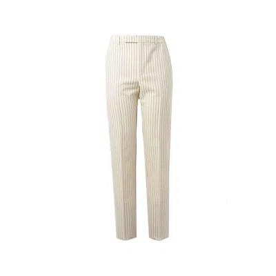 Celine Wool Striped Pants With Flared Legs And Classic Fit In Neutral