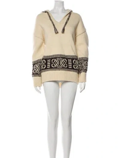 Pre-owned Celine Wool Striped Sweater In Neutral