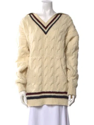 Pre-owned Celine Wool Striped Sweater In Neutral