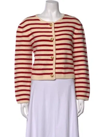 Pre-owned Celine Wool Striped Sweater In Red