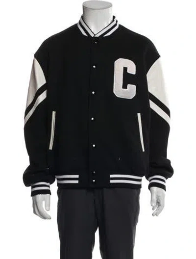 Pre-owned Celine Wool Striped Varsity Jacket In Black