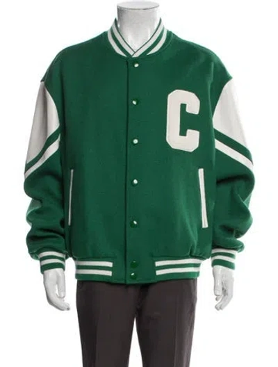 Pre-owned Celine Wool Striped Varsity Jacket W/ Tags In Green