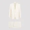 Celine Wool Suit With Belt Loops And Padded Shoulders In White