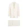 Celine Wool Suit With Belt Loops And Padded Shoulders In White