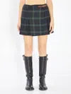Celine Tartan Wool Kilt Miniskirt In Blue