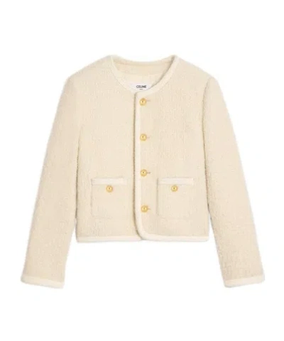 Celine Wool Terry Casual Jacket In Nude