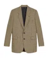 Celine Wool Thousand-bird Checkered Jacket In Nude