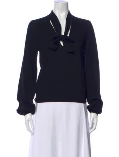 Pre-owned Celine Wool Tie Neck Sweater In Black
