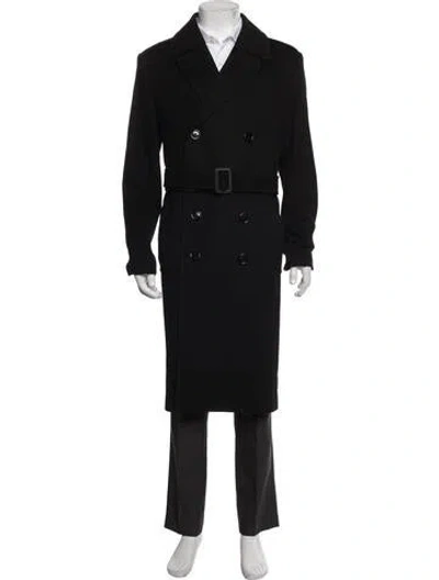 Pre-owned Celine Wool Trench Coat In Black