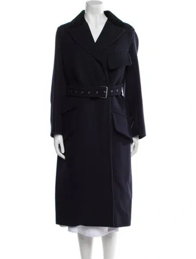 Pre-owned Celine Wool Trench Coat In Blue
