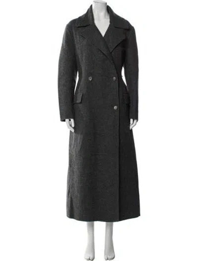 Pre-owned Celine Wool Trench Coat In Gray
