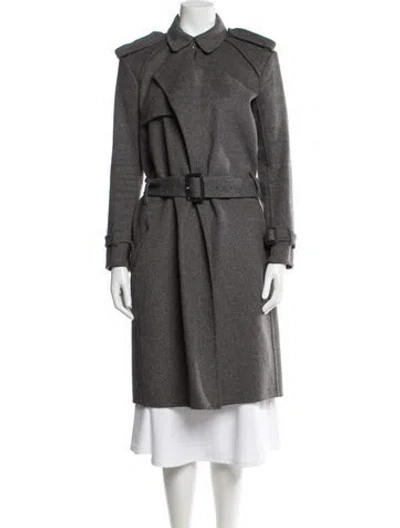 Pre-owned Celine Wool Trench Coat In Grey