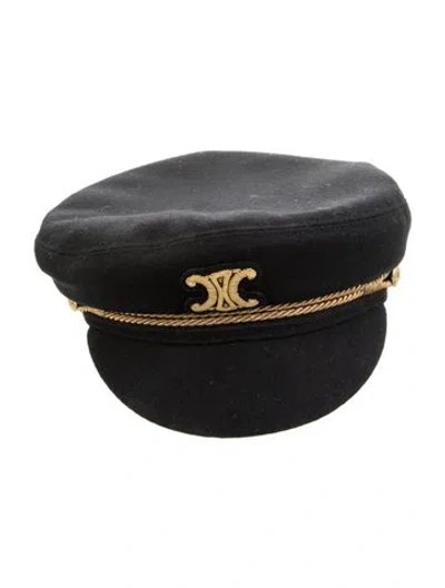 Pre-owned Celine Wool Triomphe Sailor Cap In Blue