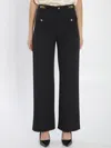 Celine Women Wool Trousers With A Diagonal Weave In Black