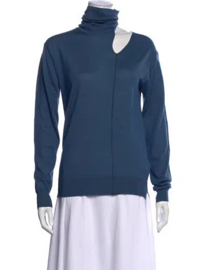 Pre-owned Celine Wool Turtleneck Sweater In Blue