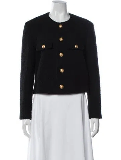 Pre-owned Celine Wool Tweed Pattern Blazer In Black
